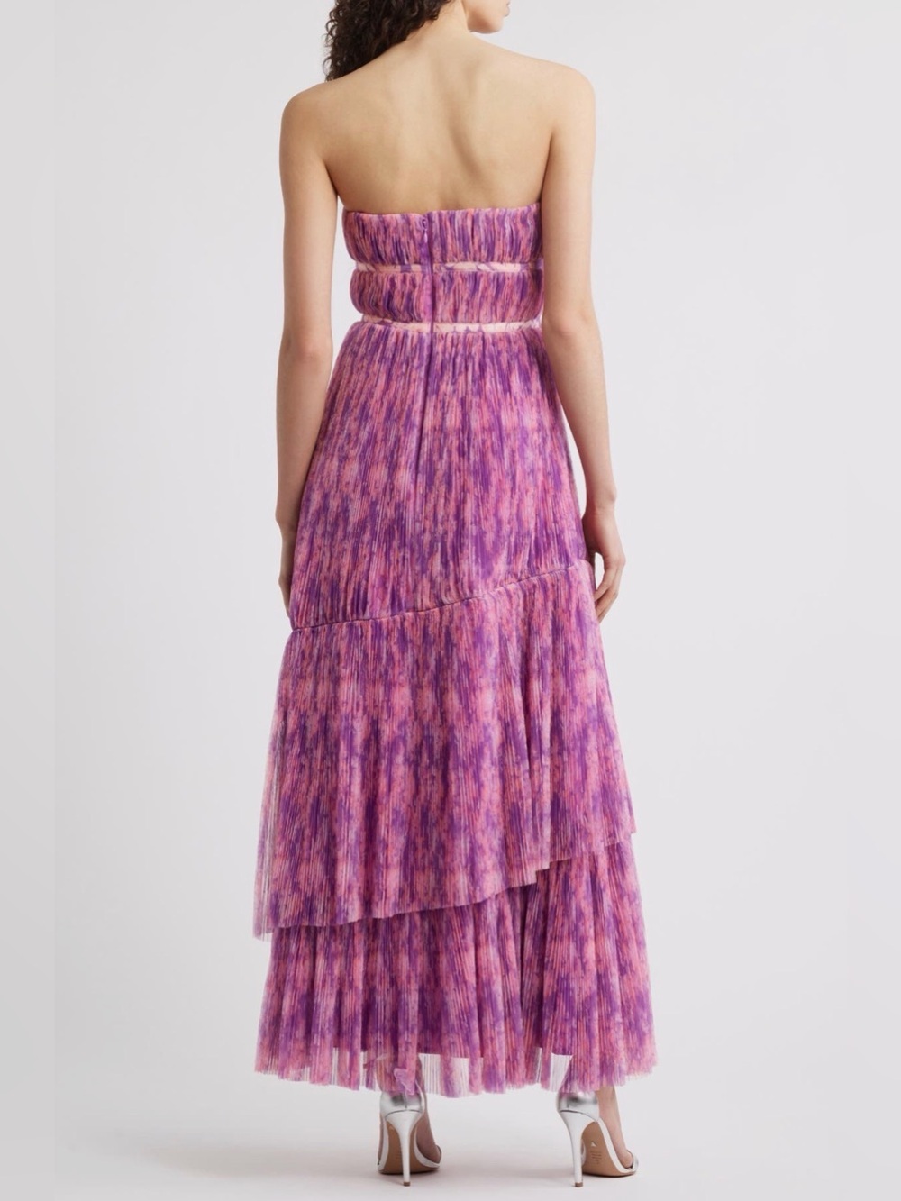Hutch Print Plisse Layered Ruffle Strapless Maxi Dress Size 12 B3052 - Picture 3 of 8